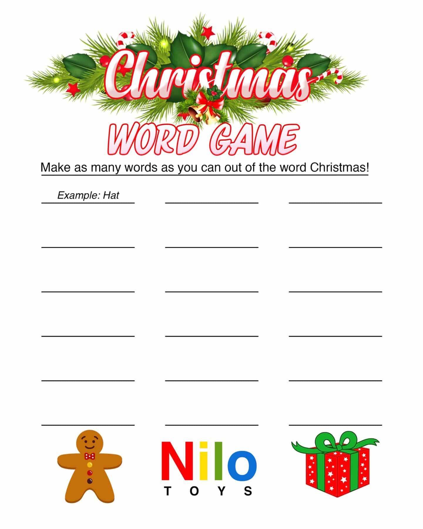 Kids Games for Christmas FREE Printable Word Game